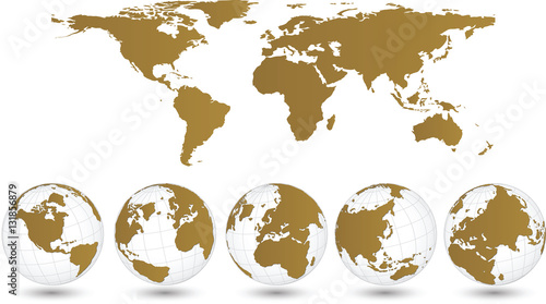 World Map and Globe Detail, Vector Illustration EPS 10.