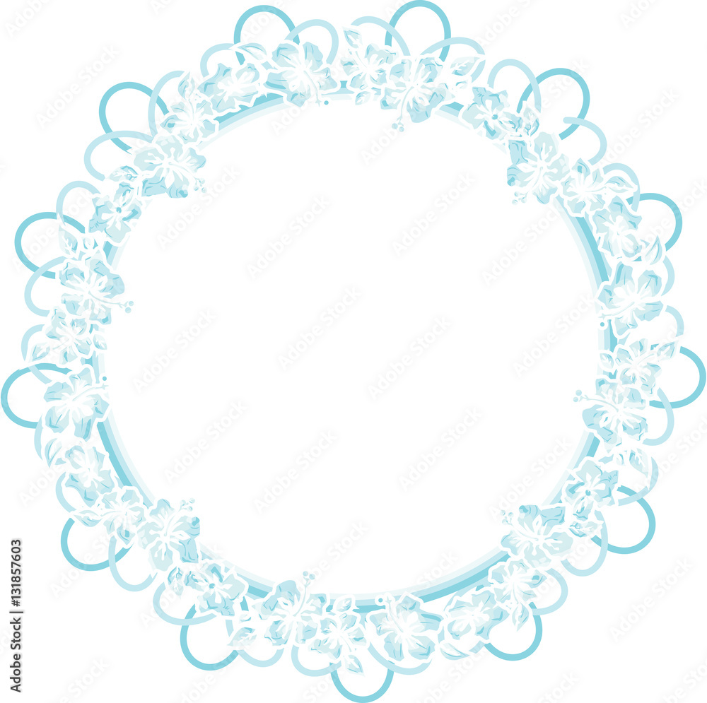 Round frame of watercolor blue flowers Round frame of watercolor blue flowers