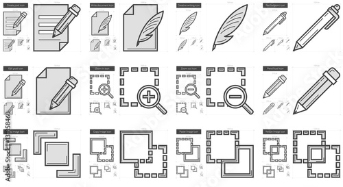 Content Edition line icon set.