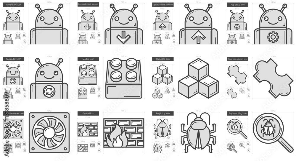 Programming line icon set. Programming line icon set.