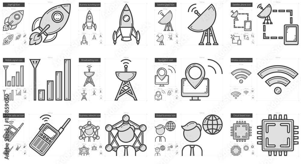Obraz premium Technology line icon set.