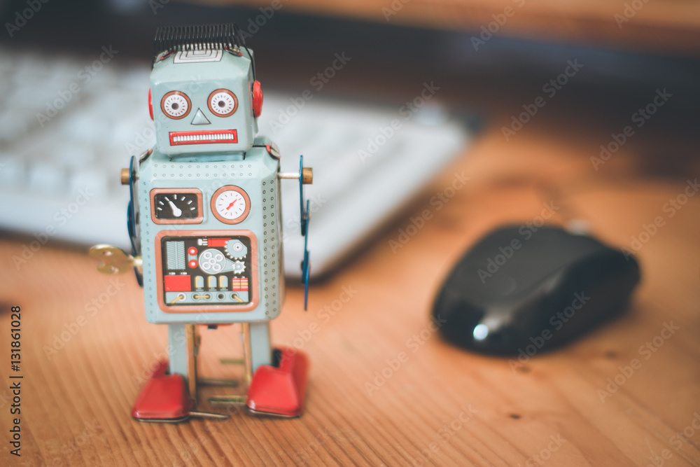 Fototapeta premium Chatbot / Social Bot, Tastatur und Maus