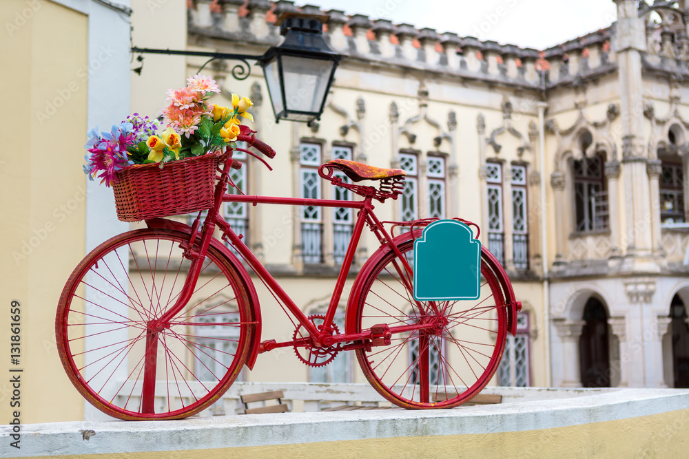 Fototapeta premium red bike with a basket