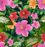 hibiscus seamless pattern