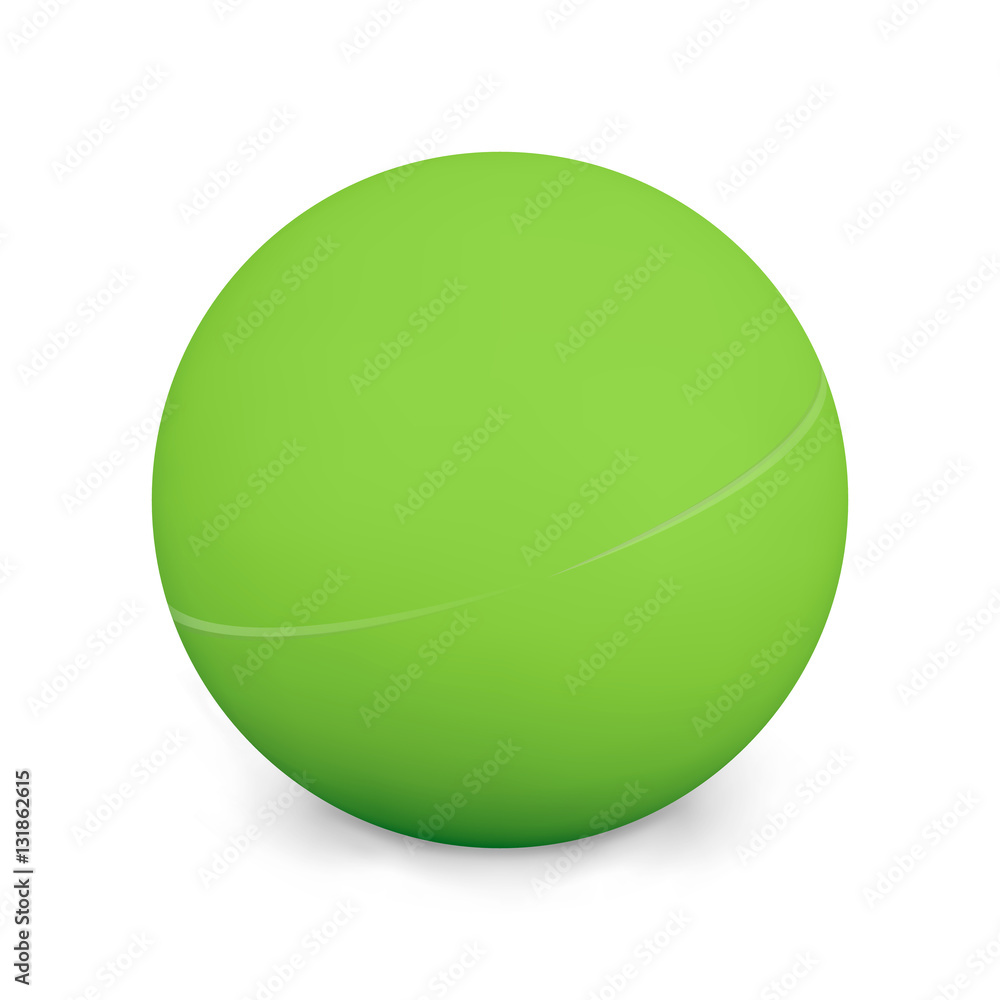 Ping Pong Ball Isolated On White Background.  Photo Realistic 3d Green  With Shadow. Thing Of The Popular Game Table Tennis. Vector Illustration