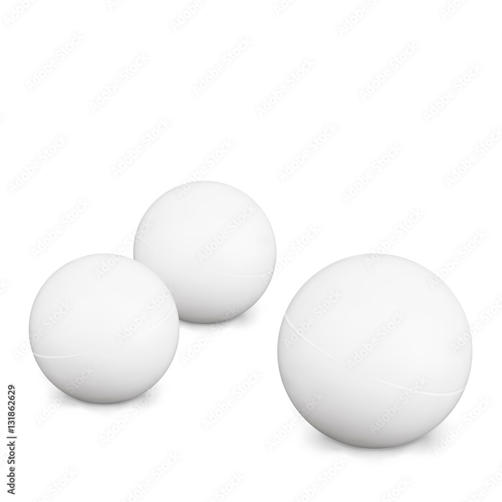 Ping Pong Balls. White Photo Realistic 3d With Shadow. Isolated On Background. Activity Game. Table Tennis. Vector Illustration Ping Pong Balls. White Photo Realistic 3d With Shadow. Isolated On Background. Activity Game. Table Tennis. Vector Illustration