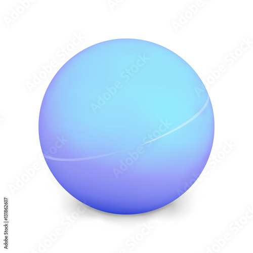 Ping Pong Ball Isolated On White Background.  Photo Realistic 3d Blue  With Shadow. Thing Of The Popular Game Table Tennis. Vector Illustration