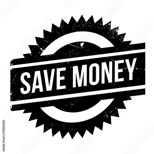 Save money stamp. Grunge design with dust scratches. Effects can be easily removed for a clean, crisp look. Color is easily changed.