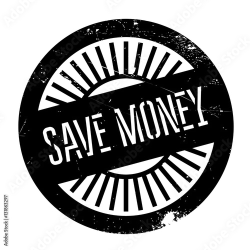 Save money stamp. Grunge design with dust scratches. Effects can be easily removed for a clean, crisp look. Color is easily changed.