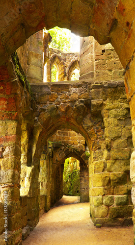 Former medieval Gothic church in town of Oybin, Germany photo