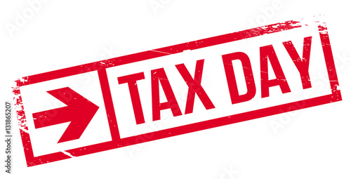Tax day stamp. Grunge design with dust scratches. Effects can be easily removed for a clean, crisp look. Color is easily changed.