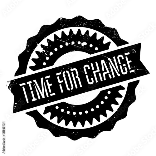 Time for change stamp. Grunge design with dust scratches. Effects can be easily removed for a clean, crisp look. Color is easily changed.