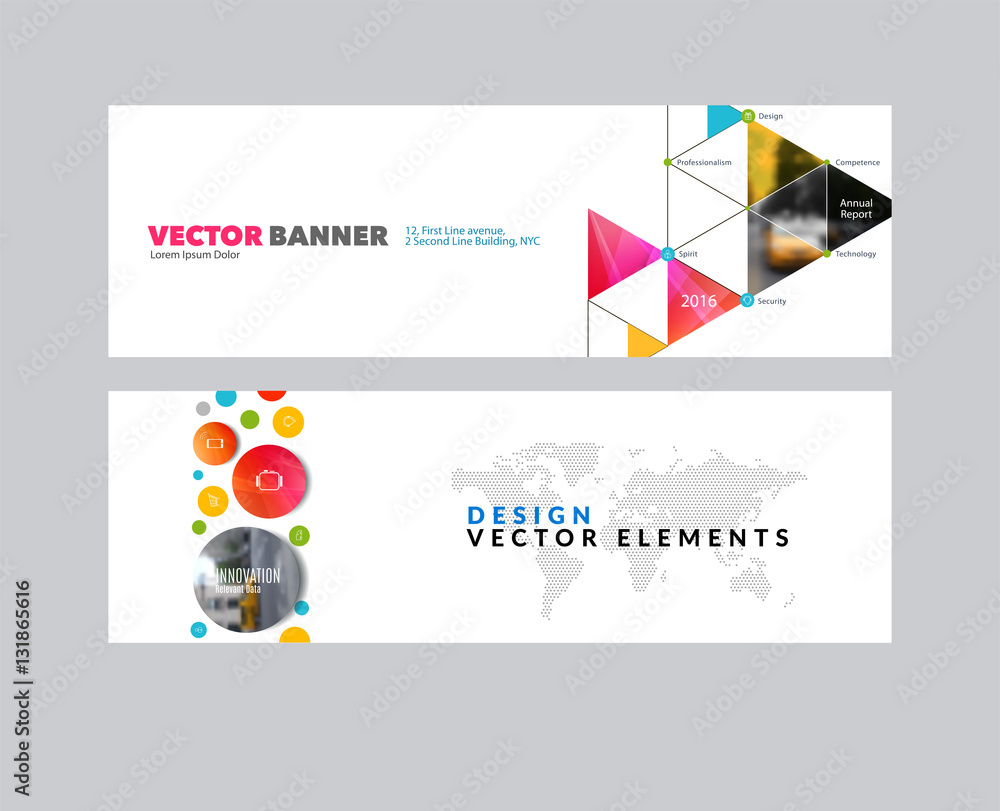 Vector set of modern horizontal website banners with rounds, tr Stock ...