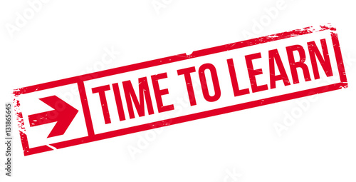 Time to learn stamp. Grunge design with dust scratches. Effects can be easily removed for a clean, crisp look. Color is easily changed.