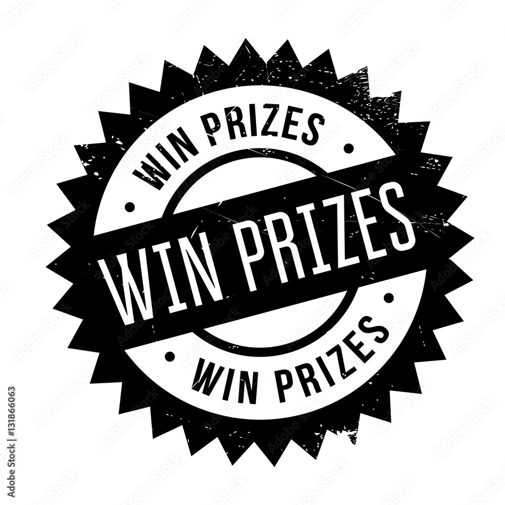 Win prizes stamp. Grunge design with dust scratches. Effects can be easily removed for a clean, crisp look. Color is easily changed.