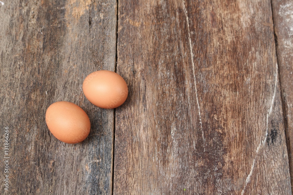 egg on wood background. Top view egg on wood background. Top view