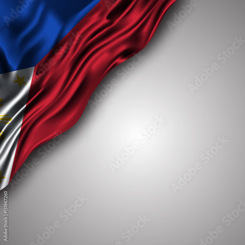 seychellois waving silky flag isolated on gray background  can be used in many topic like national day  seychellois independence day and any national and international  events