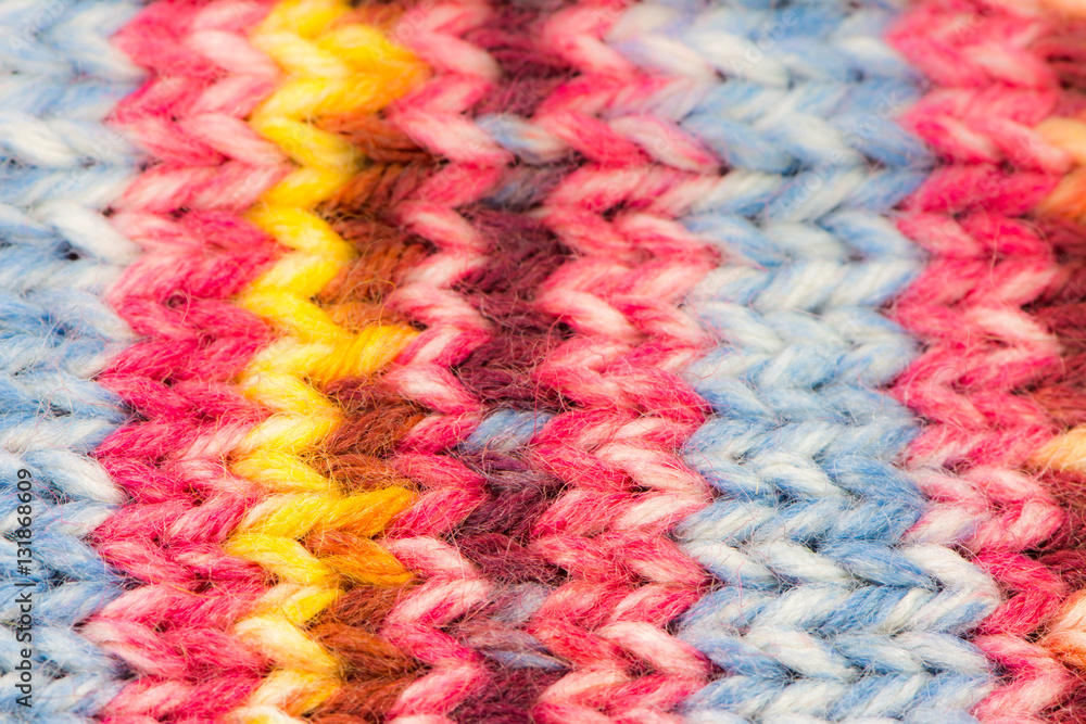 Knitted woolen multicolored background