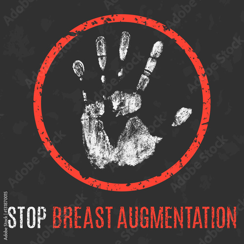 Vector illustration. Stop breast augmentation.