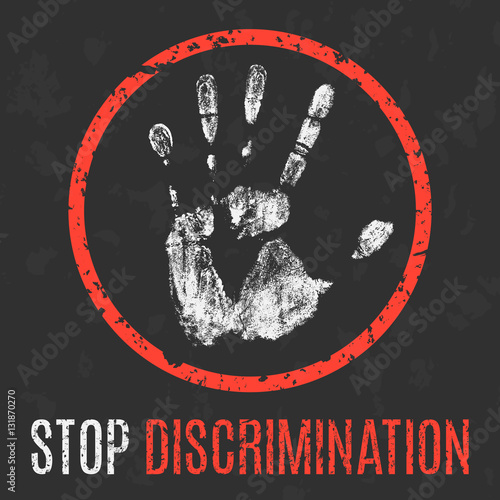 Vector. Social problems of humanity. Stop discrimination.