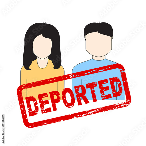 Man and woman portrait with deported stamp