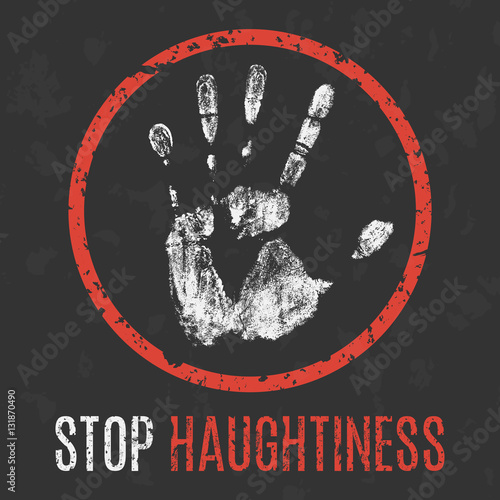 Vector. Negative human states and emotions. Stop haughtiness.