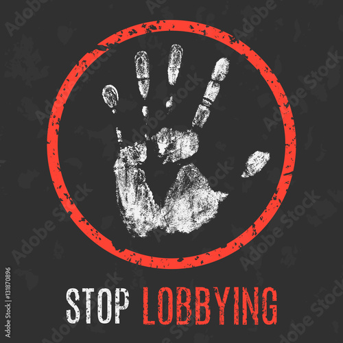 Vector illustration. Social problems of humanity. Stop lobbying.