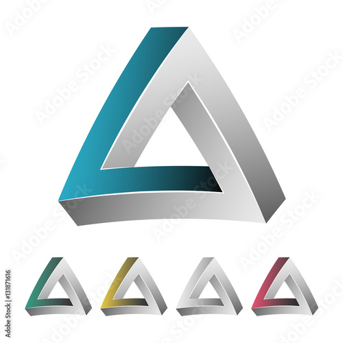 Impossible Shape. White Background. Colorful Trendy Creative Sign With Optical Illusion. Paradox Element. Unreal Geometrical Symbol In A Surreal Escher Style. Vector Illustration