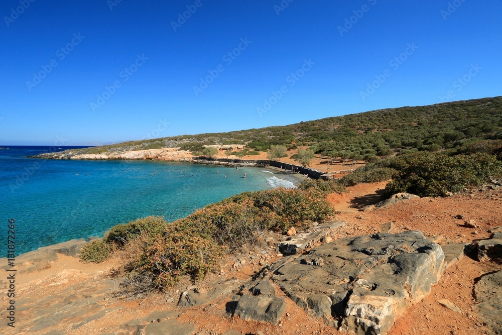 Kolokytha Bay and Island from Spinalonga Peninsula, Greece
