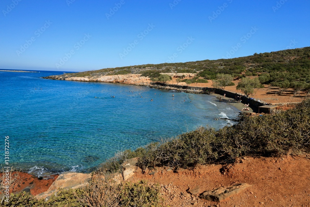 Kolokytha Bay and Island from Spinalonga Peninsula,Crète ,  Greece
