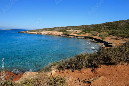 Fototapeta Naklejka Na Ścianę i Meble -  Kolokytha Bay and Island from Spinalonga Peninsula,Crète ,  Greece
