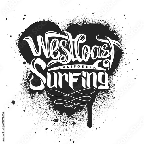 West coast Surfing Print for apparel