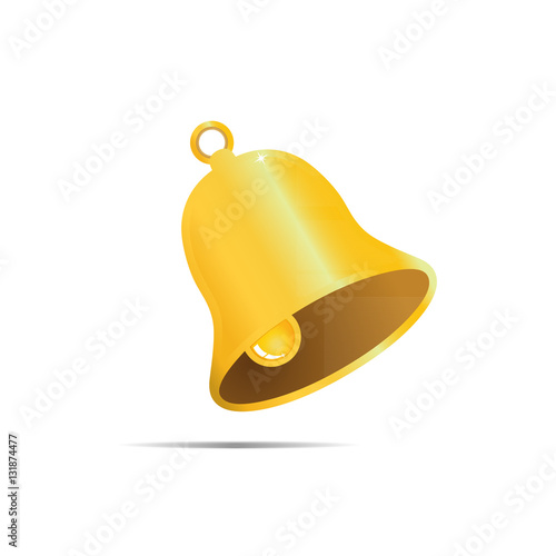 Golden bell on white bakground