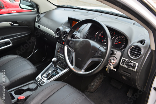 The black interior of an SUV 4X4.