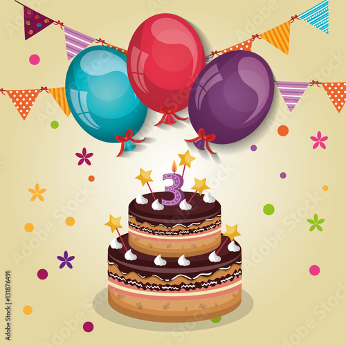 happy birthday celebration card vector illustration design