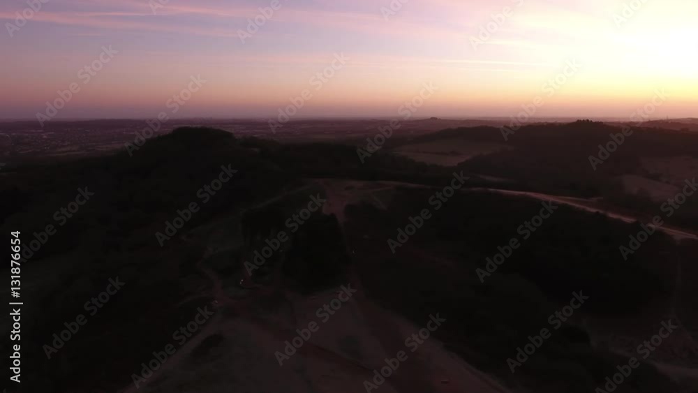 Aerial view of the Clent Hills at dawn. Aerial view of the Clent Hills at dawn.