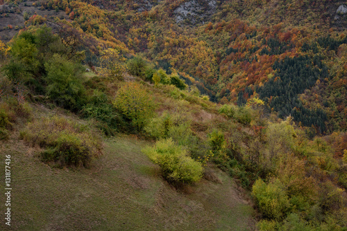 Magnificent autumn landscape at the village of Lakavitsa, Rhodope Mountains, Bulgaria