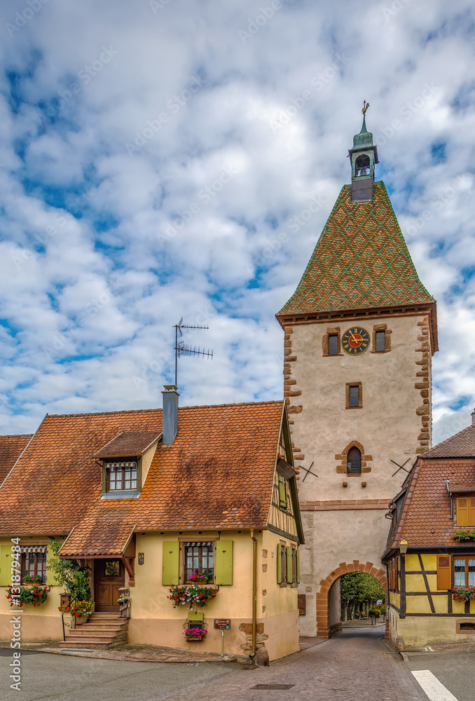 Naklejka premium Upper Gate in Bergheim, Alsace, France