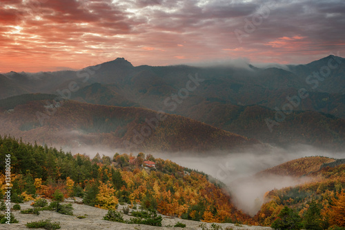 Daily autumn landscape at Belintash sanctuary, Rhodope Mountains, Bulgaria