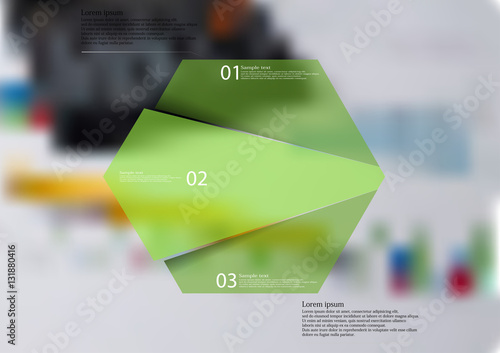 Illustration infographic template with hexagon randomly divided to three parts