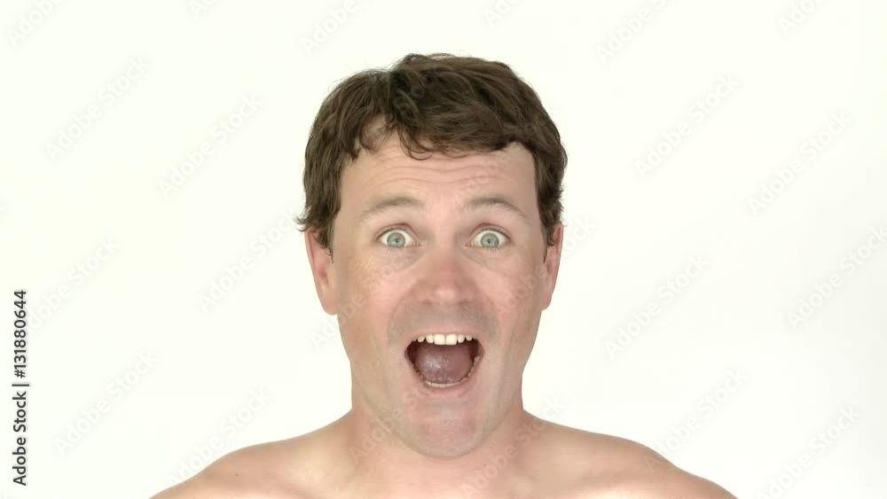 Model released man in studio reacting surprised. Captured in 4K. Model released man in studio reacting surprised. Captured in 4K.