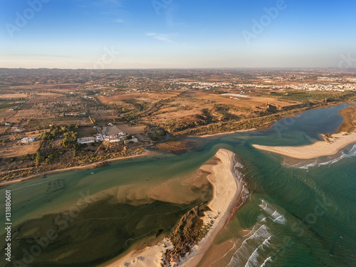 Bay and the village Cacela Velha photographed from the sky. photo