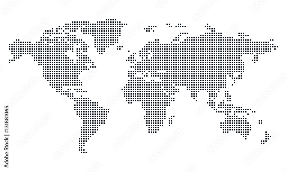 Vektor - Weltkarte (Quadrat/Pixel; gross) / Vector - World map (Square, Pixel; large)