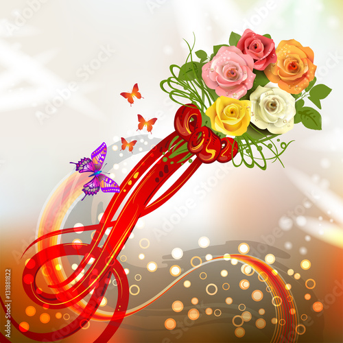 Abstract background with bouquet of rose