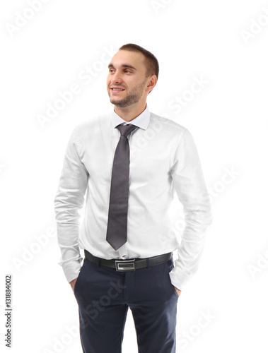 Young business coach standi...