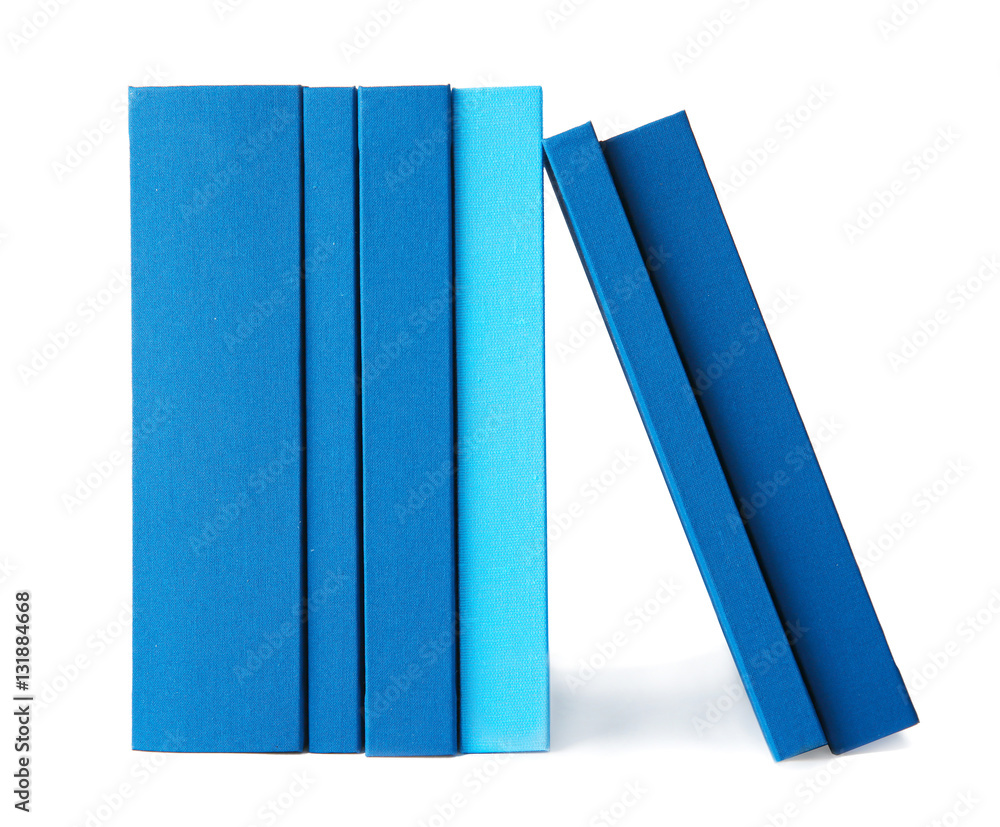 Naklejka premium Set of books in row on white background