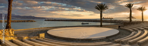 Colorful from stone amphitheater on central beach of Eilat - famous resort an...
