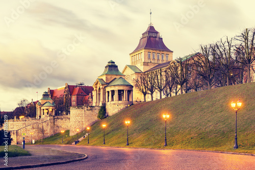 Night panorama of Old Town in Szczecin (Stettin) City