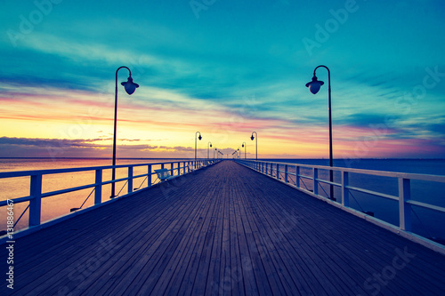 wooden pier on the Baltic Sea  Gdynia Or  owo  Poland