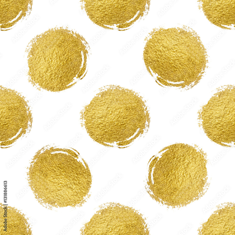 Seamless pattern gold circle on white background, pattern gold polka
